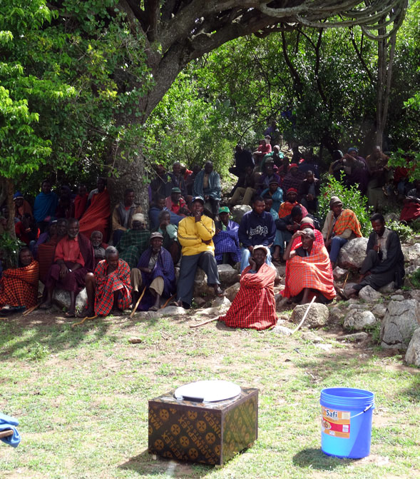 Introducing compost toilets to the village leaders in Dongobesh, Tanzania, Africa.